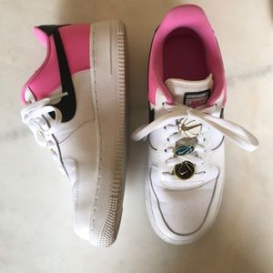 Nike Air force ones white/pink/black size 8